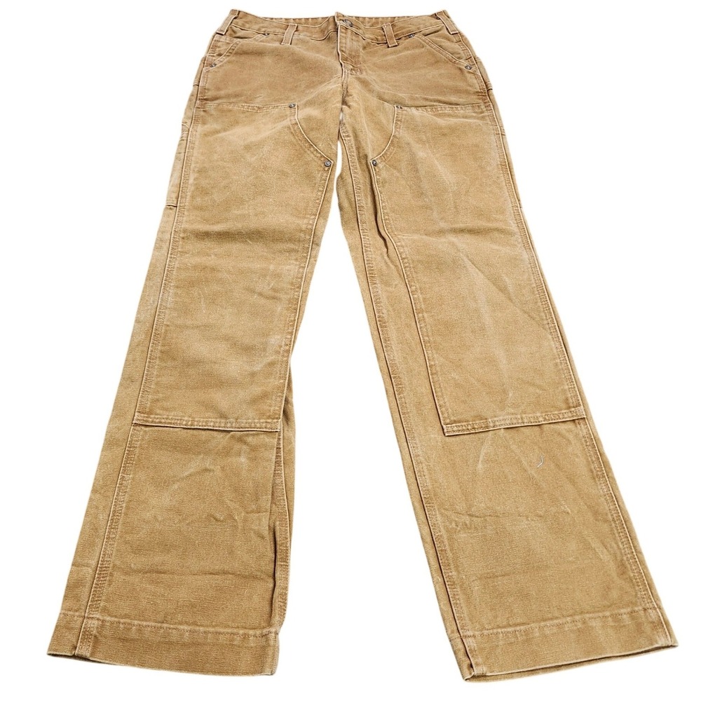 Vintage Carhartt Double Front Duck Canvas Work Pants Brown USA Workwear 30x31